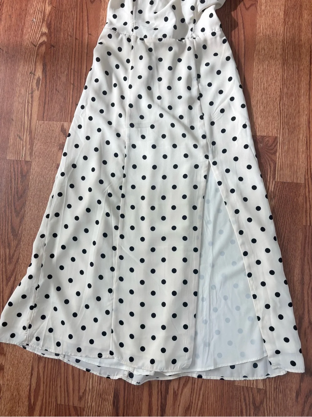 Abercrombie & Fitch Cream Polka Dot Maxi Slip Dress
